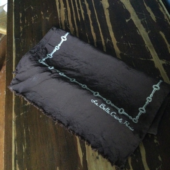Vintage La Belle Creole - Paris Silk Scarf Horse bit design in a dk brown & gold - Picture 6 of 10